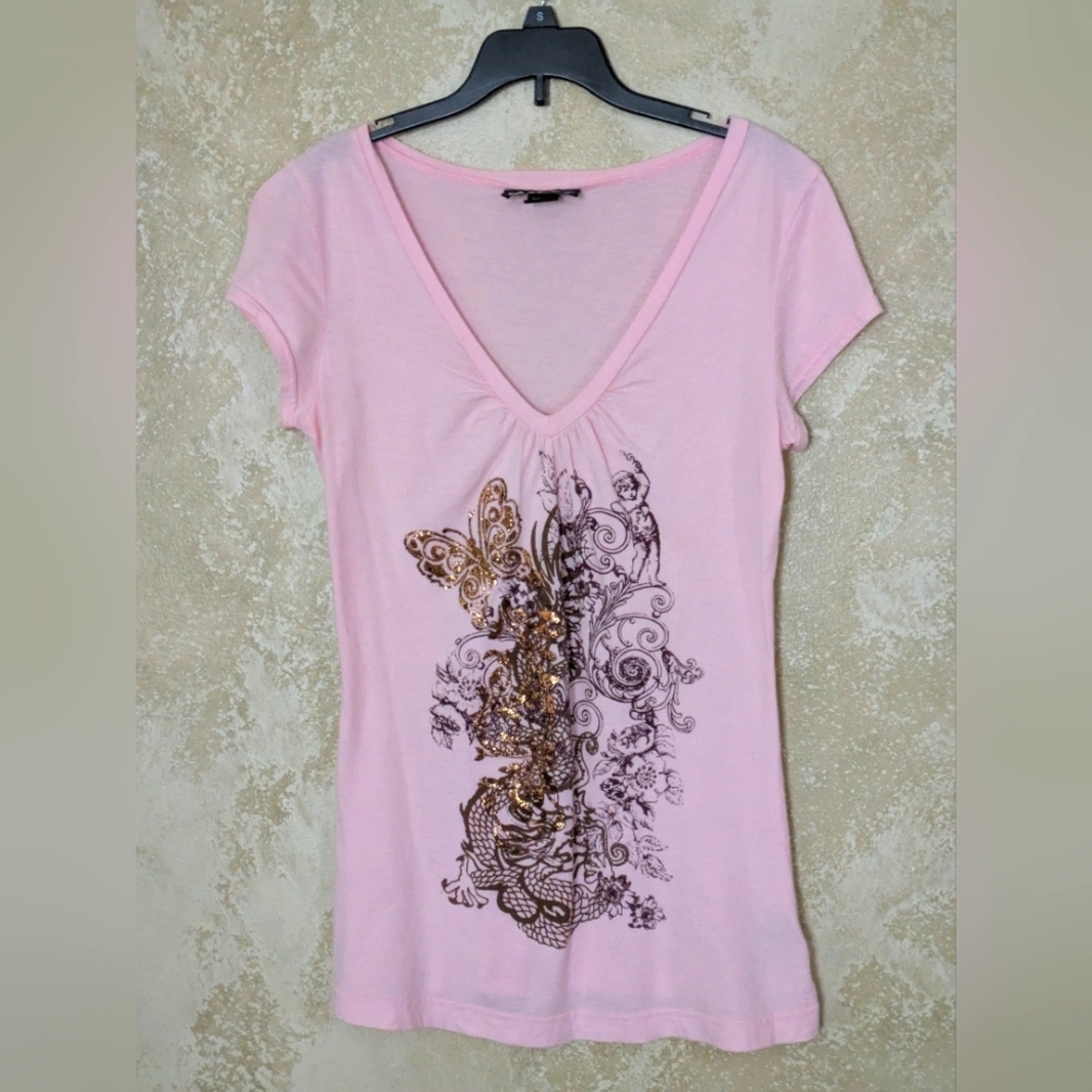 Y2K Vtg Self Esteem Pink  Printed Top Size Medium